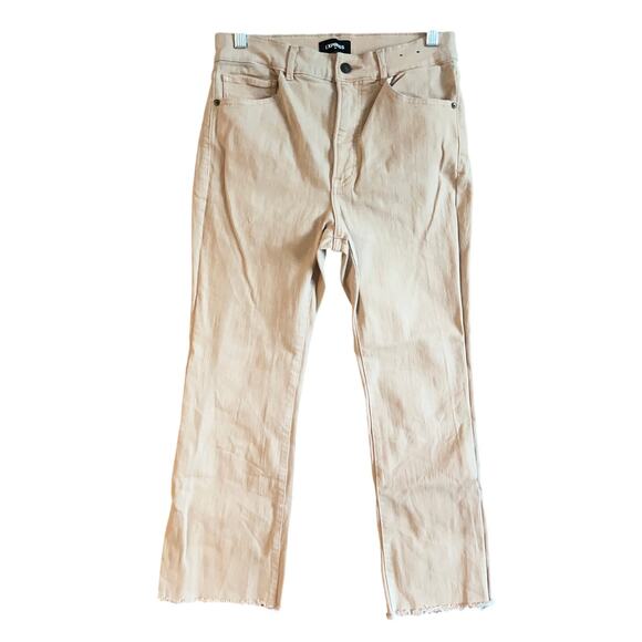 Express Womens Jeans Brown Denim High Rise Cropped Flare Stretch 10 R - Picture 1 of 12